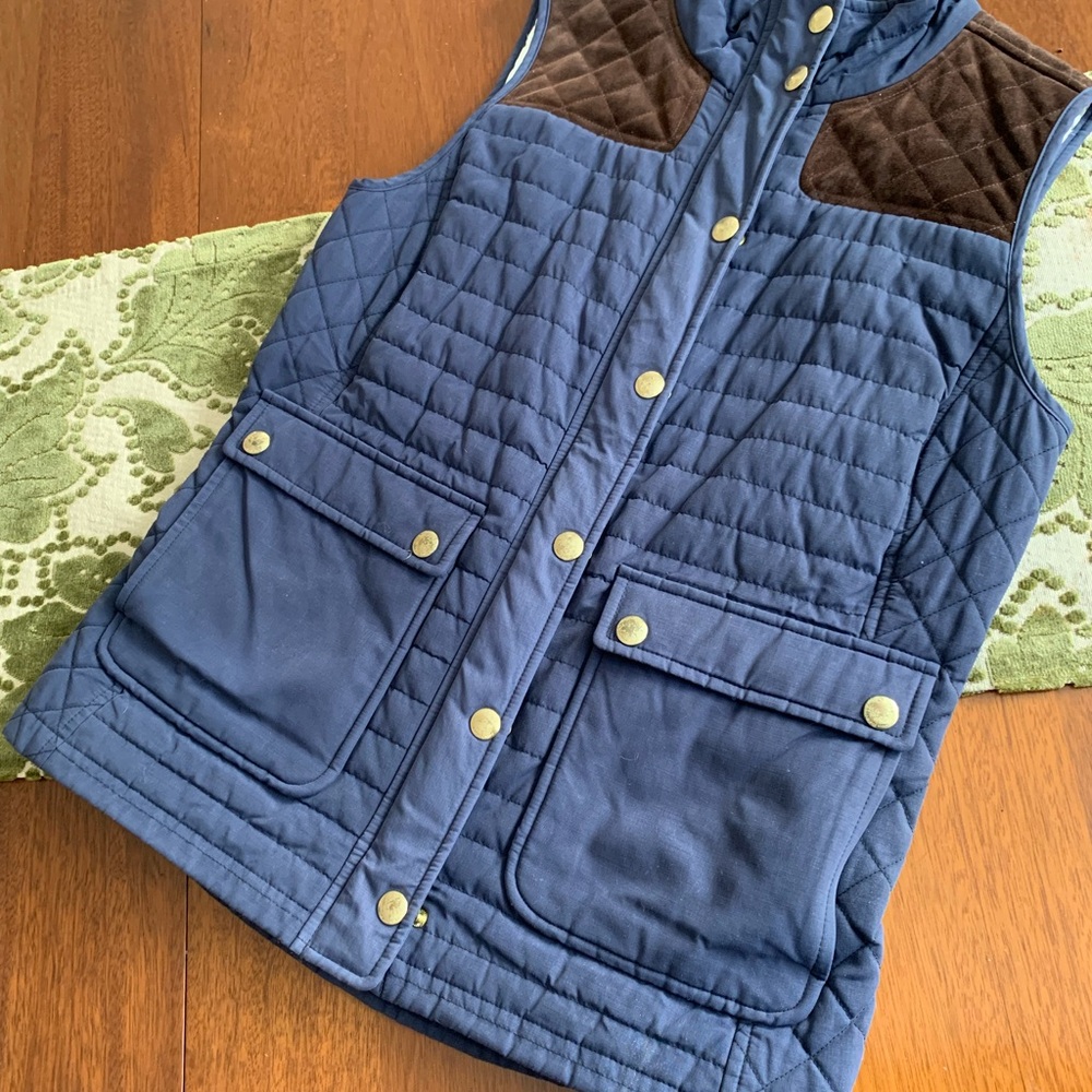 Vineyard Vines Navy Brown Suede Field Vest size XS